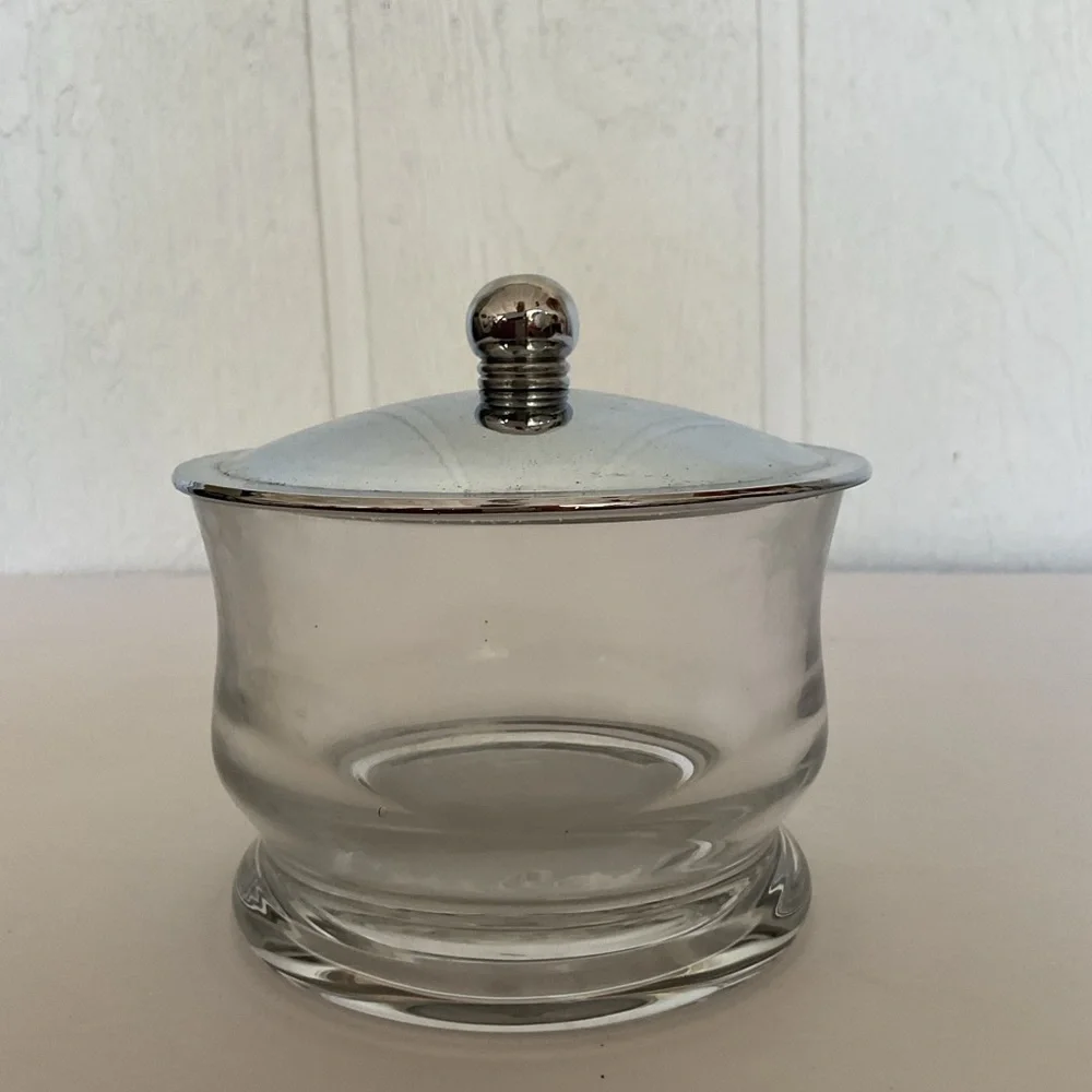 Pottery Barn Heavy Glass Lidded Vanity Jar